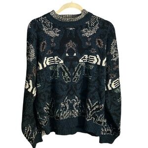 Vintage 90s Fluid Coogi Style Mens Size Med Ed Bassmaster Abstract Knit Sweater